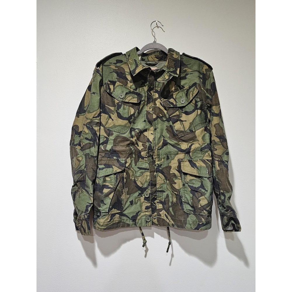Howe & Dumar Jacket Mens Medium Green Camo Military Canvas‎ Field Coat Lined